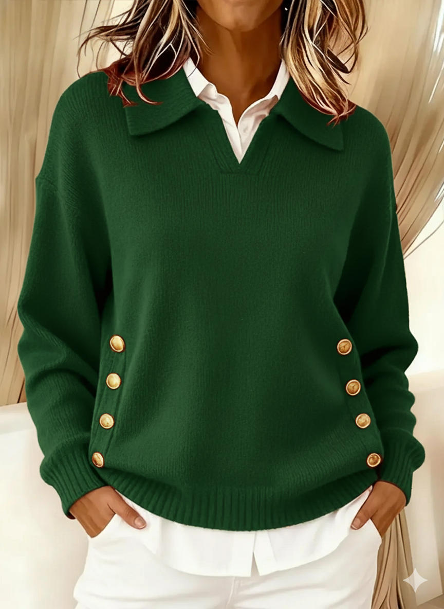 Lavinia | Maglione polo con bottoni dorati