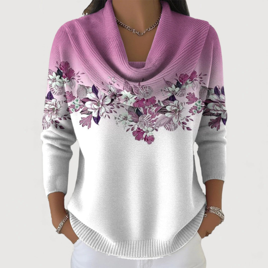 Alba | Maglione floreale con collo alto