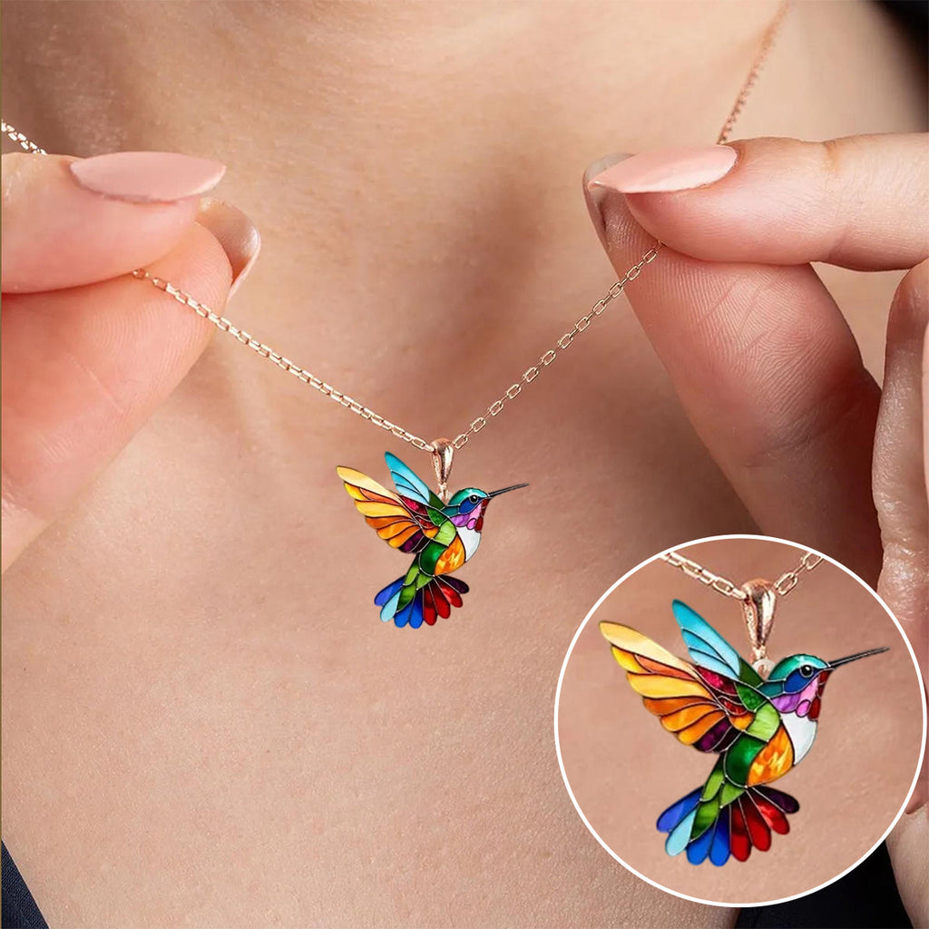 Aura | Collana con colibrì multicolore