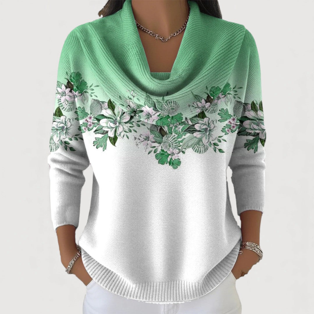 Alba | Maglione floreale con collo alto