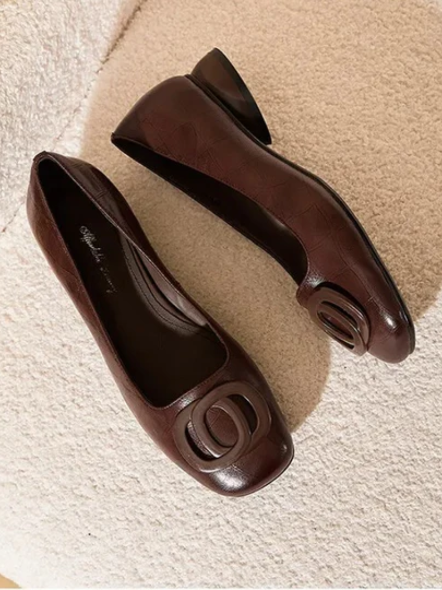Loretta | Ballerine con punta quadrata e fibbia decorativa