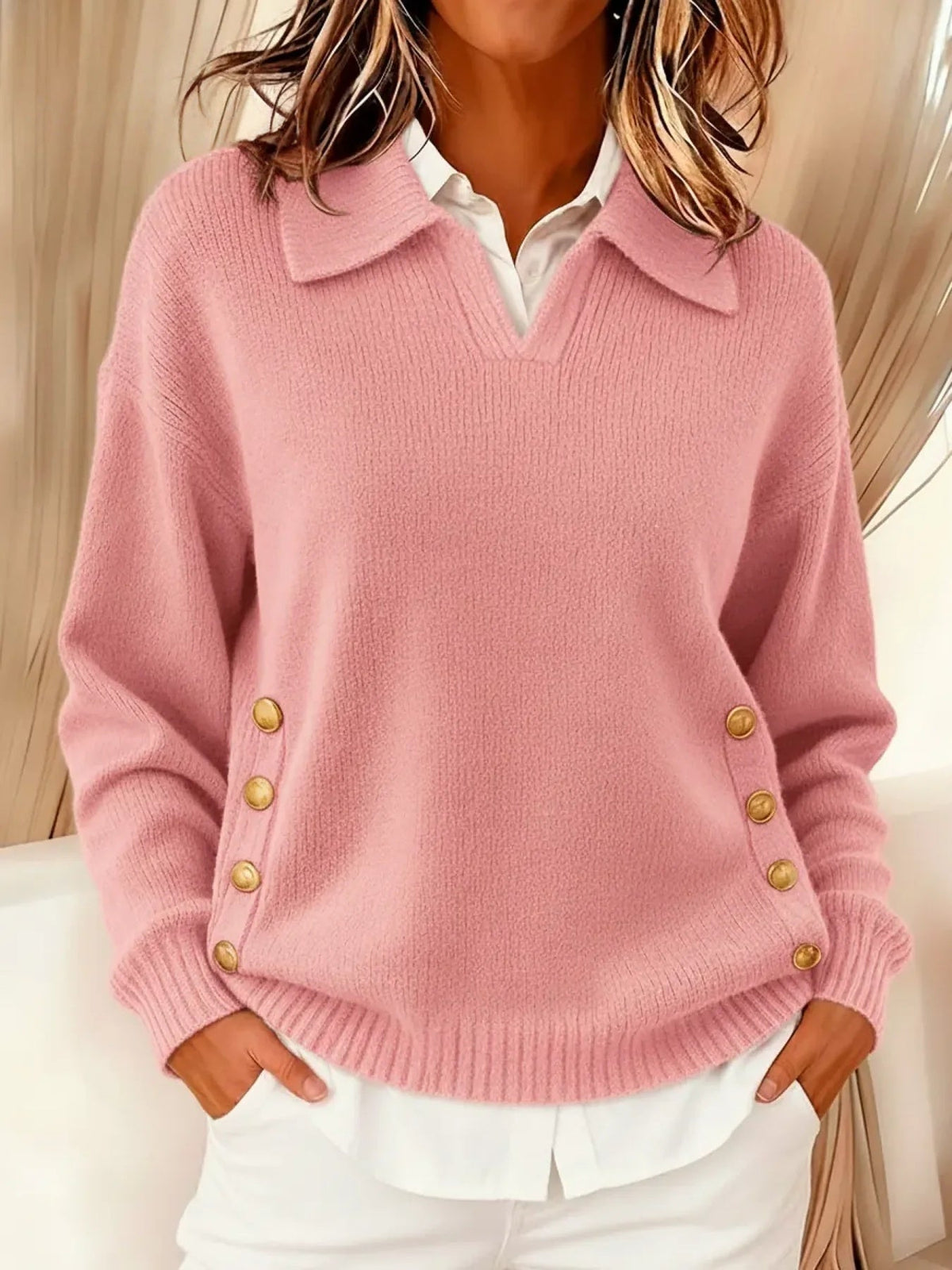Lavinia | Maglione polo con bottoni dorati