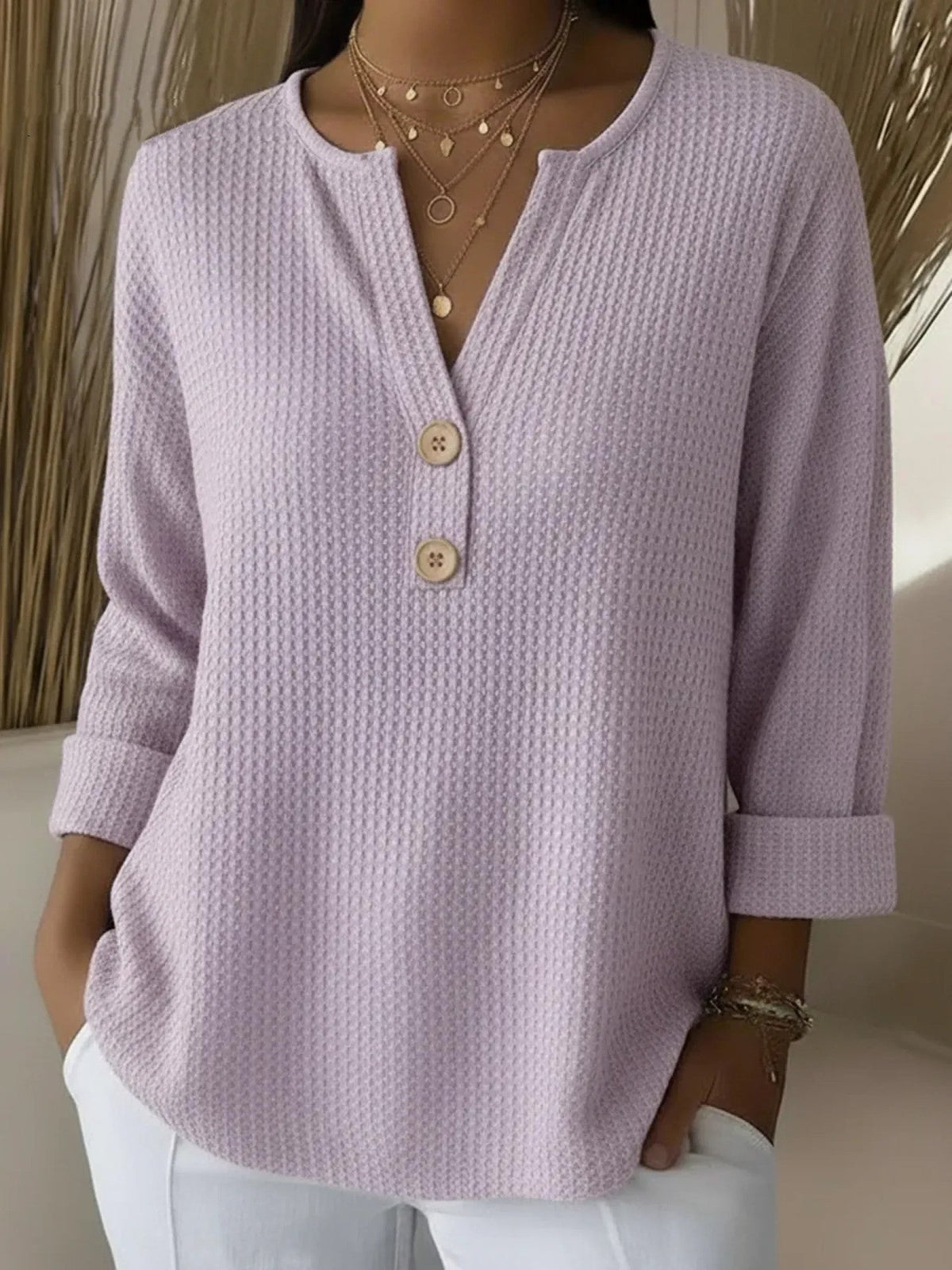 Lucia | Maglia henley a nido d'ape