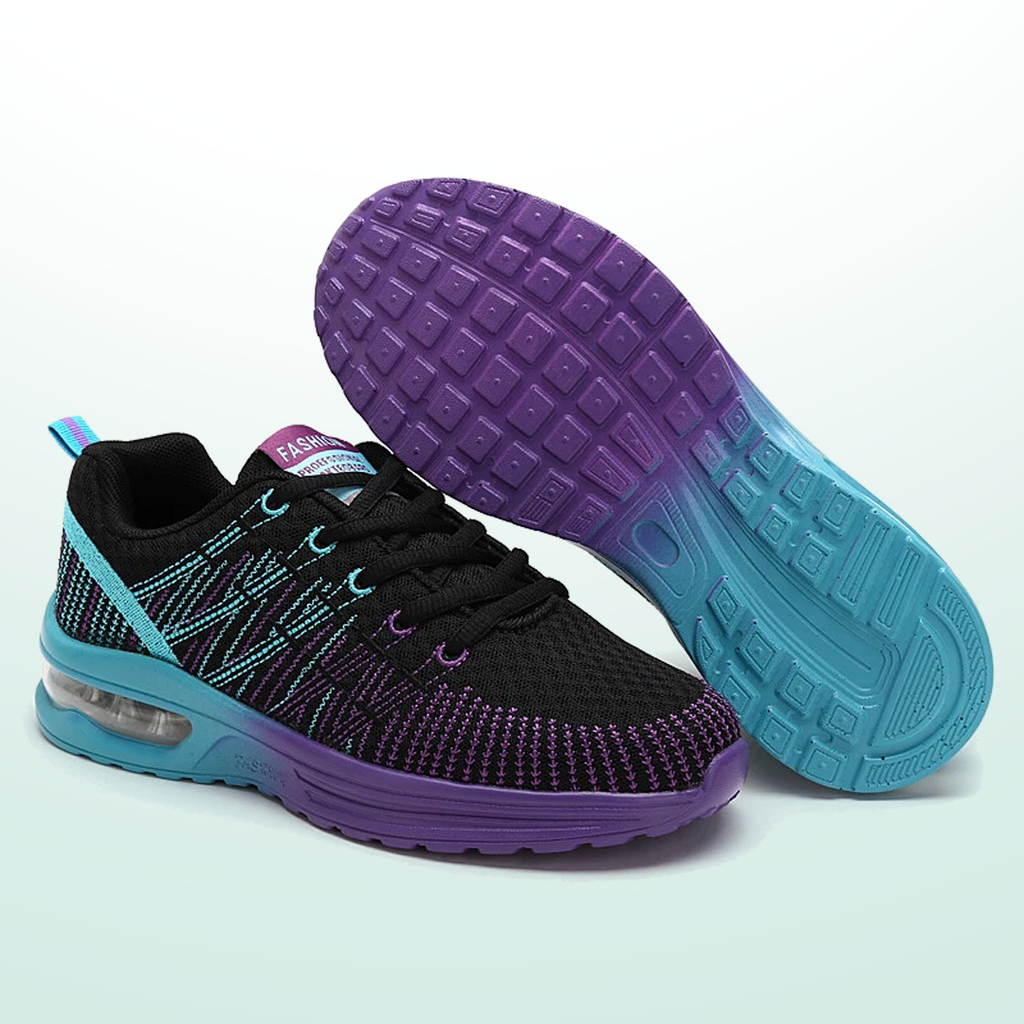 Patrizia | Sneakers in maglia sfumata con suola ad aria - Nero e viola