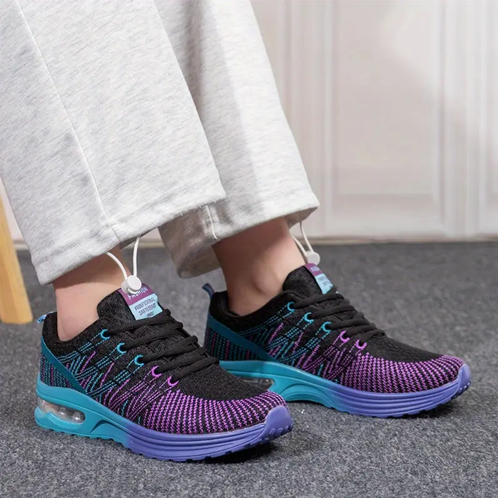 Patrizia | Sneakers in maglia sfumata con suola ad aria - Nero e viola