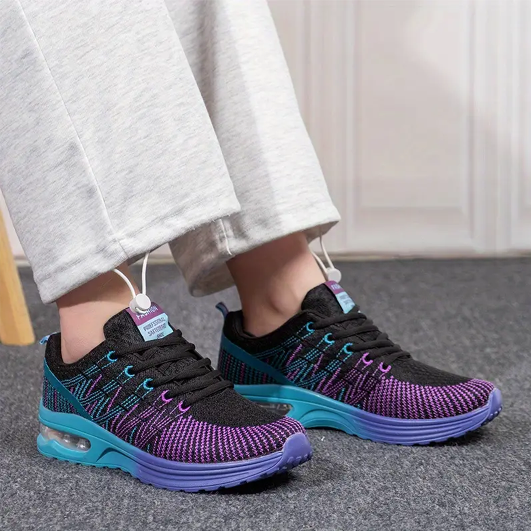 Patrizia | Sneakers in maglia sfumata con suola ad aria - Nero e viola