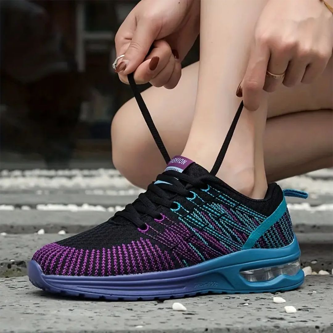 Patrizia | Sneakers in maglia sfumata con suola ad aria - Nero e viola