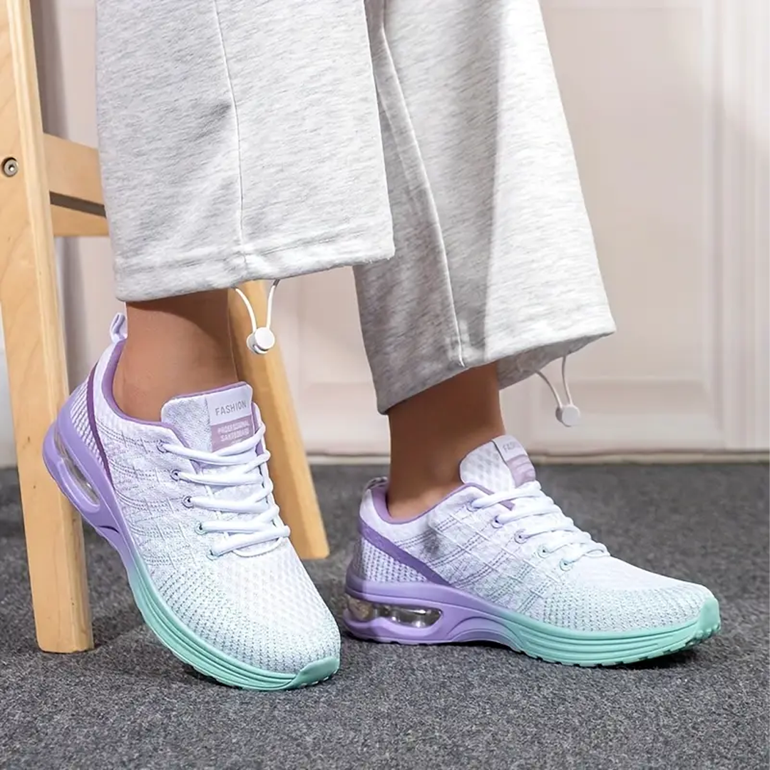 Patrizia | Sneakers in maglia sfumata con suola ad aria - Lilla e turchese