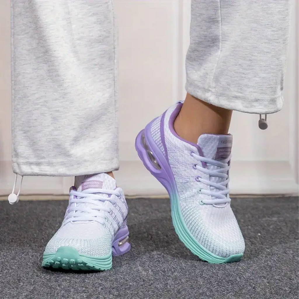 Patrizia | Sneakers in maglia sfumata con suola ad aria - Lilla e turchese