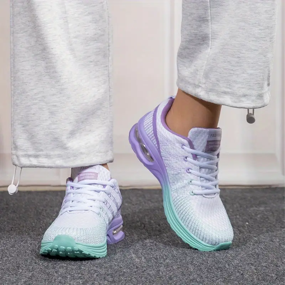 Patrizia | Sneakers in maglia sfumata con suola ad aria - Lilla e turchese