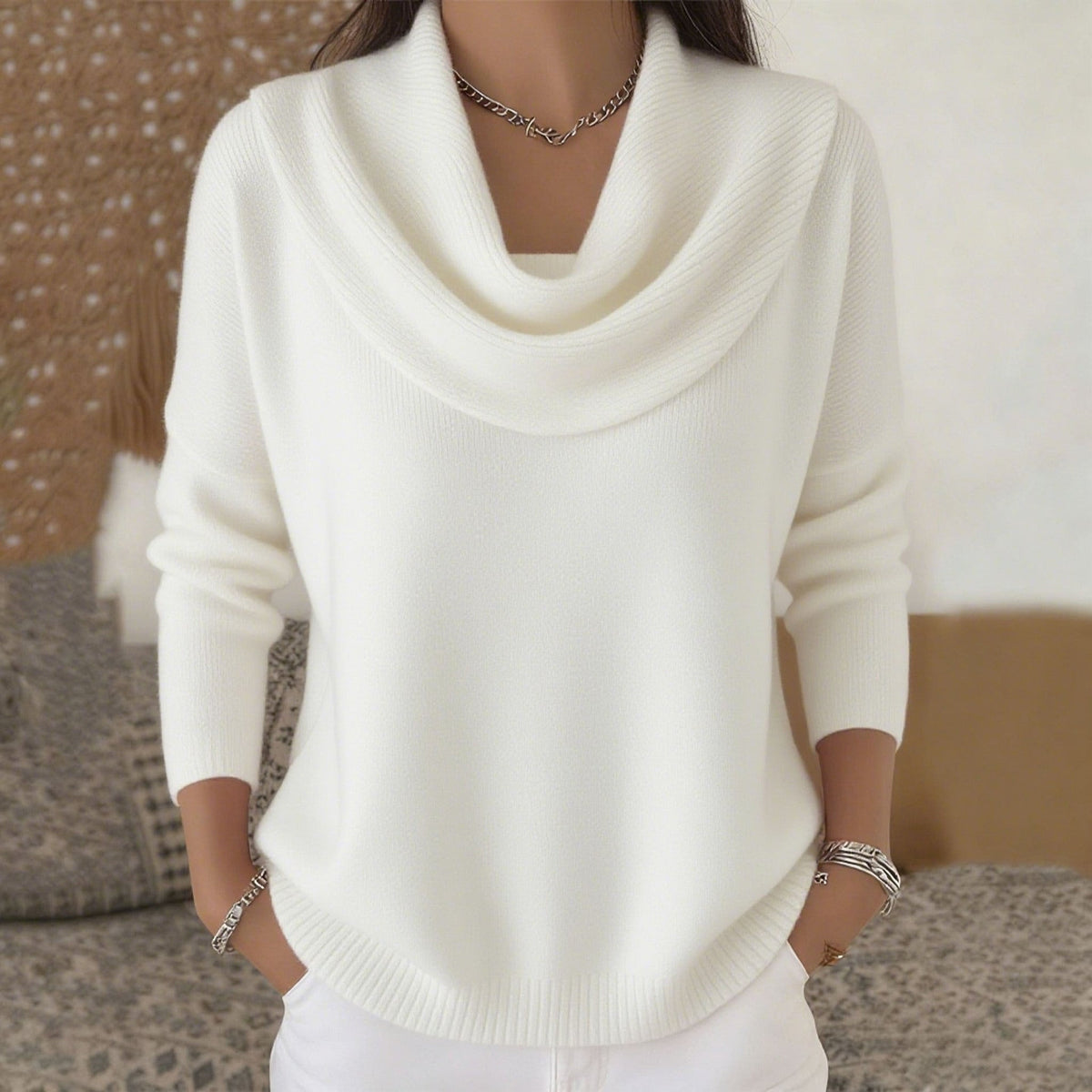 Giuliana | Maglione con collo drappeggiato
