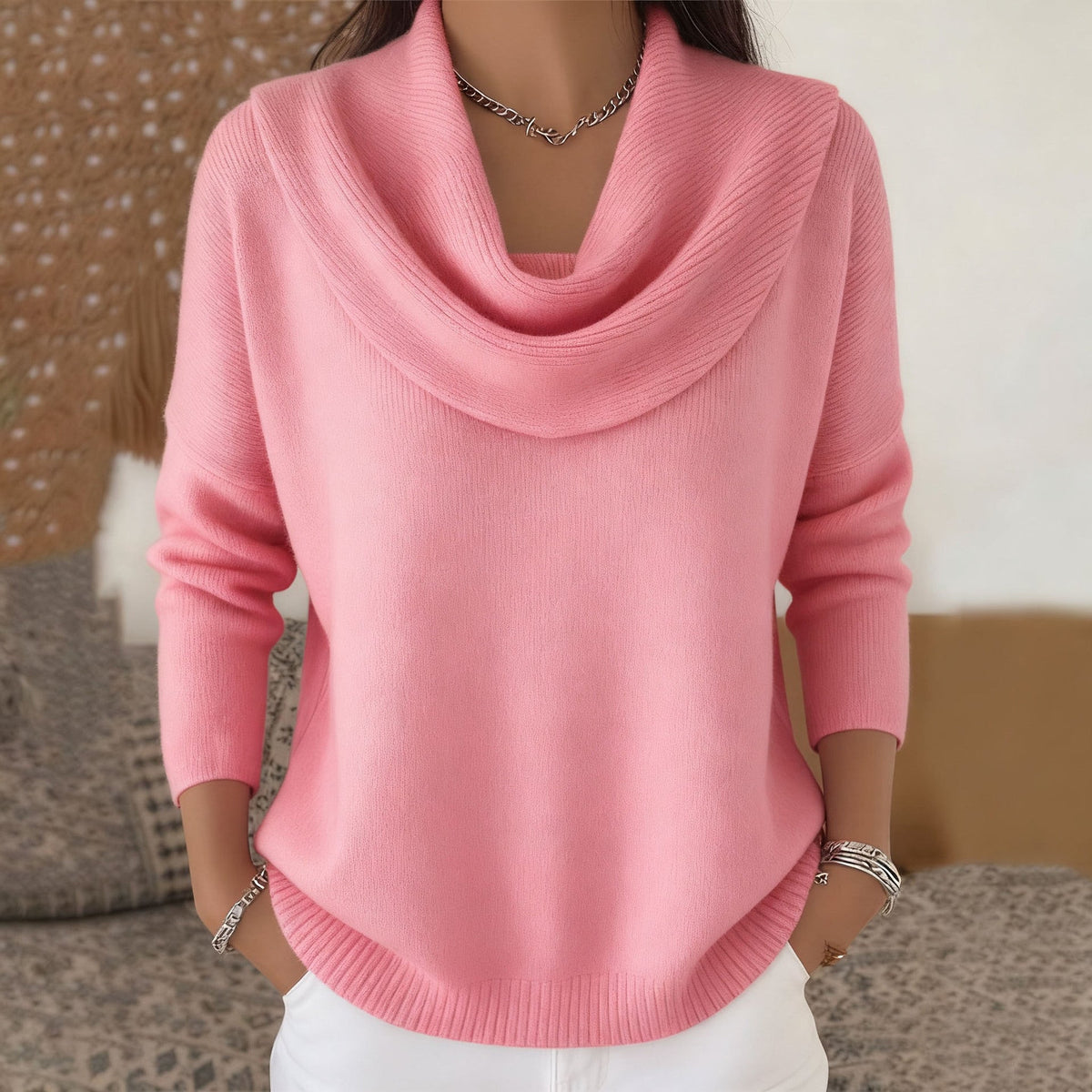 Giuliana | Maglione con collo drappeggiato