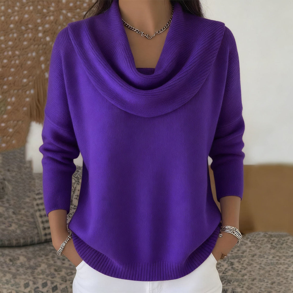 Giuliana | Maglione con collo drappeggiato