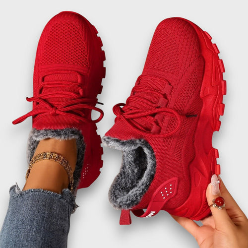 Angela | Sneakers invernali foderate con lacci - Rosso