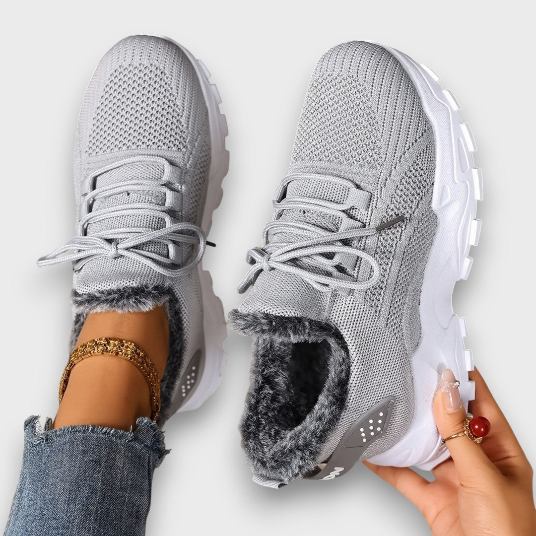Angela | Sneakers invernali foderate con lacci - Grigio