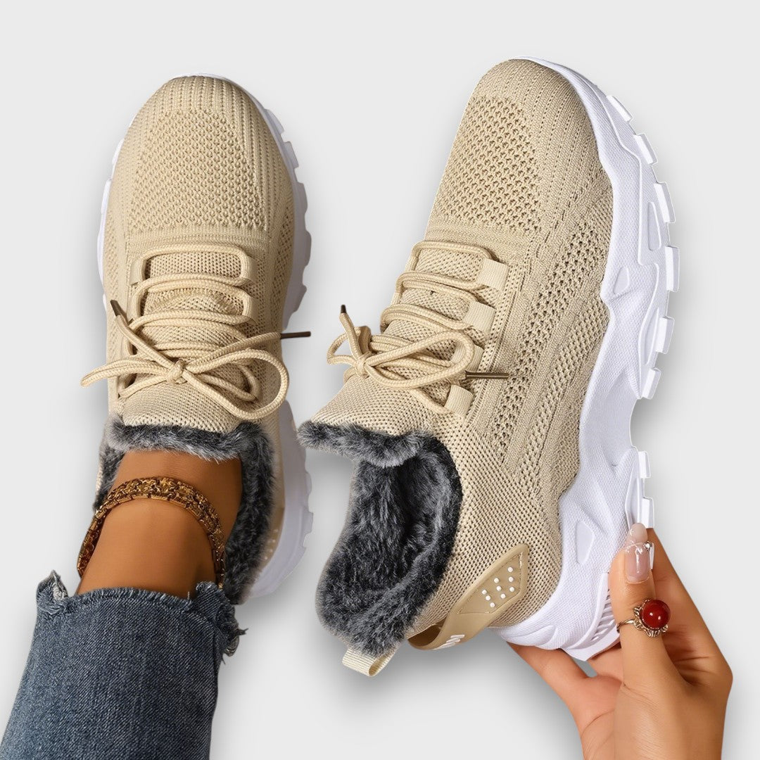 Angela | Sneakers invernali foderate con lacci - Beige