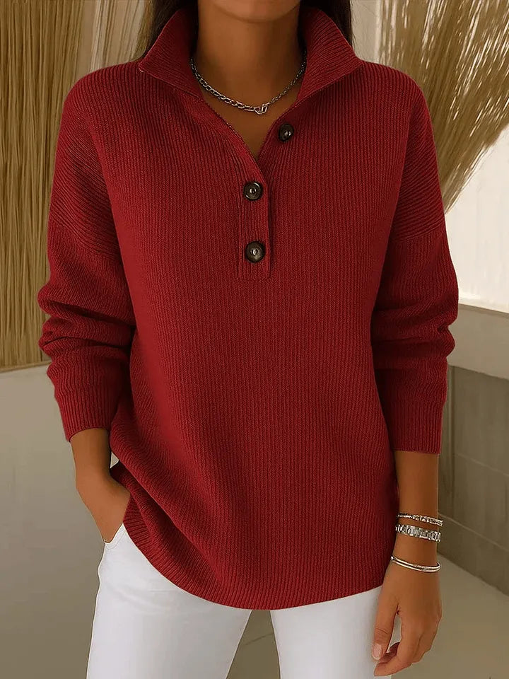 Amalia | Maglione con colletto polo e scollo a V