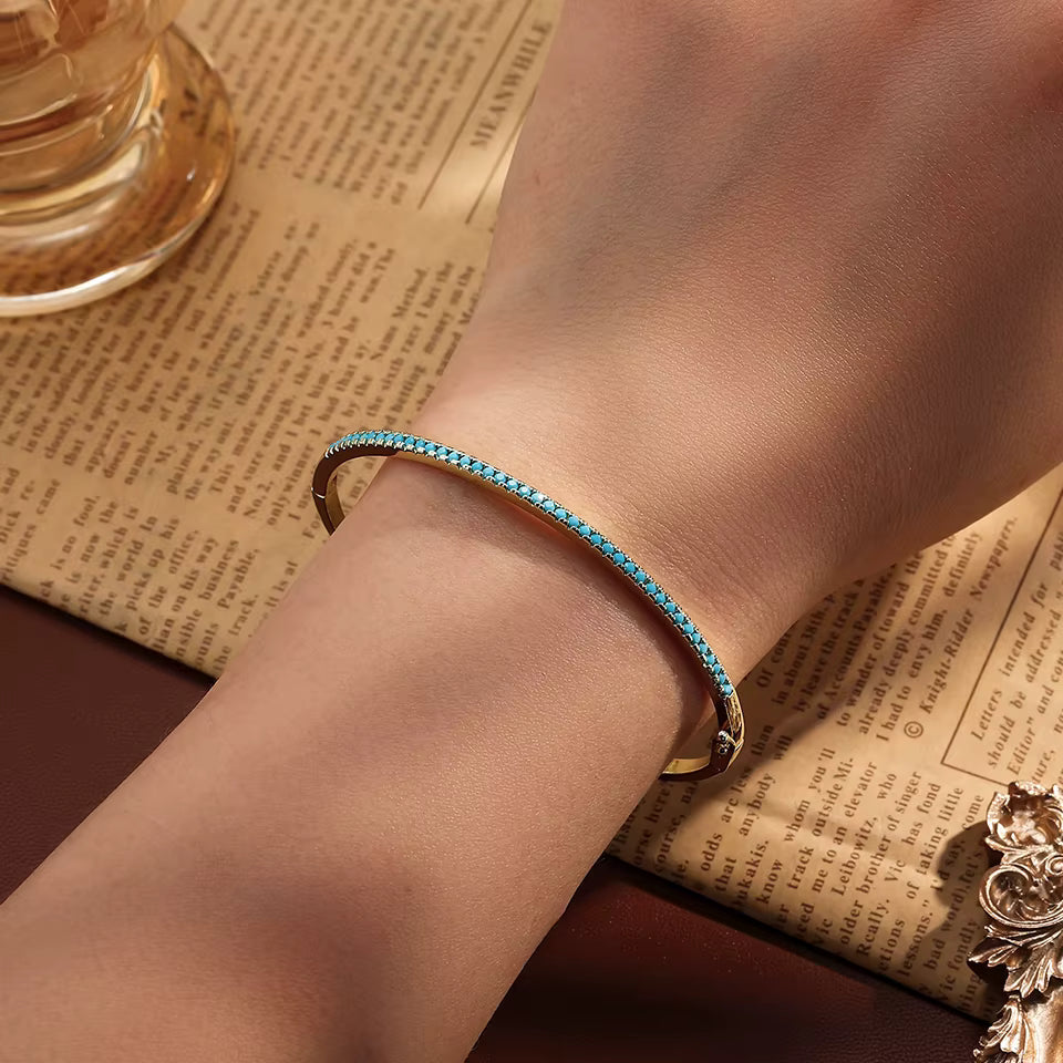 Aurora | Bracciale tennis dorato e turchese