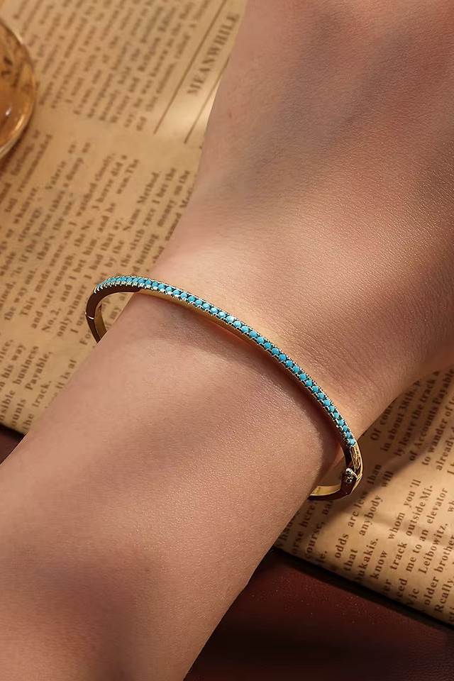 Aurora | Bracciale tennis dorato e turchese