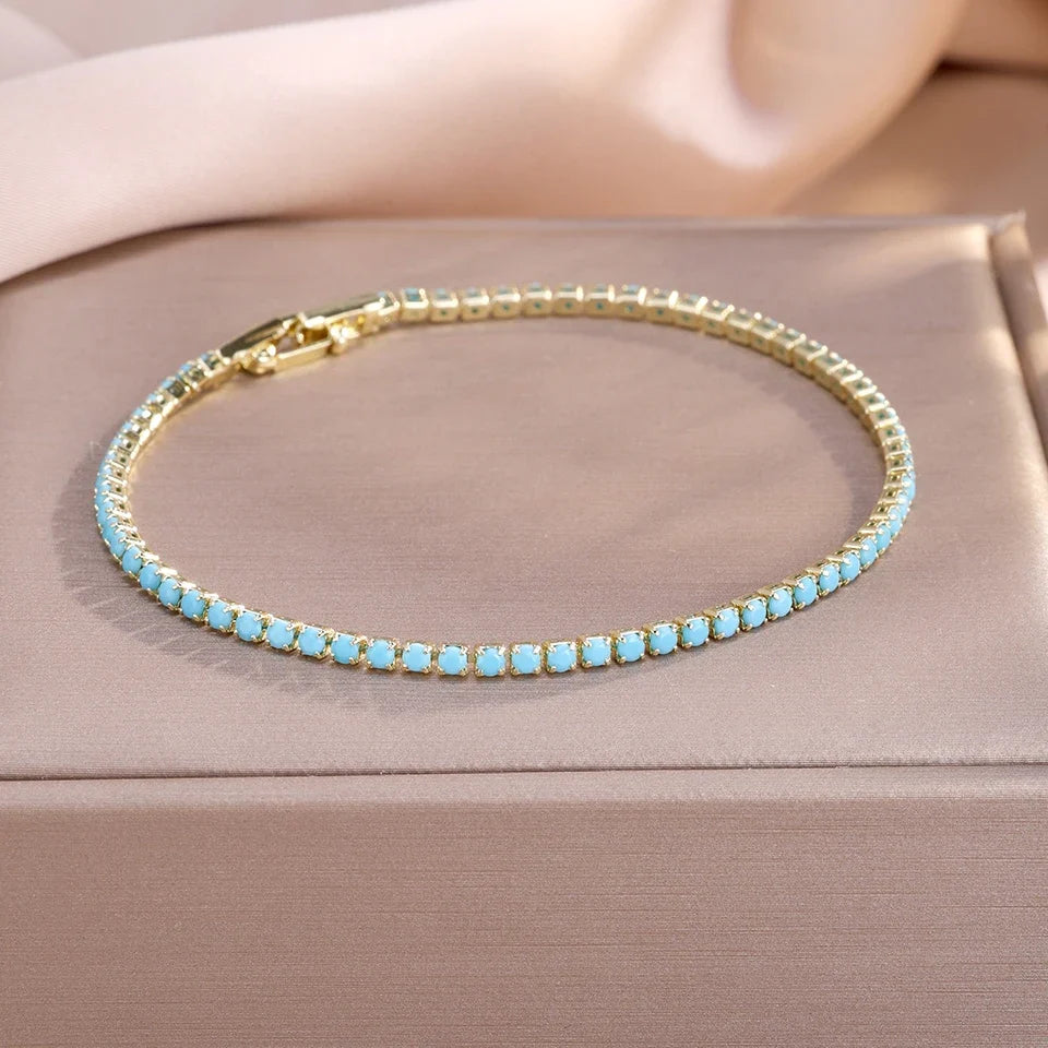 Aurora | Bracciale tennis dorato e turchese