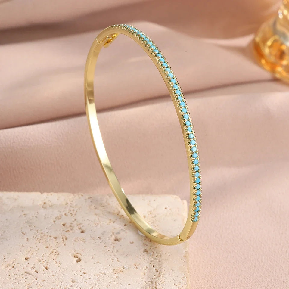 Aurora | Bracciale tennis dorato e turchese