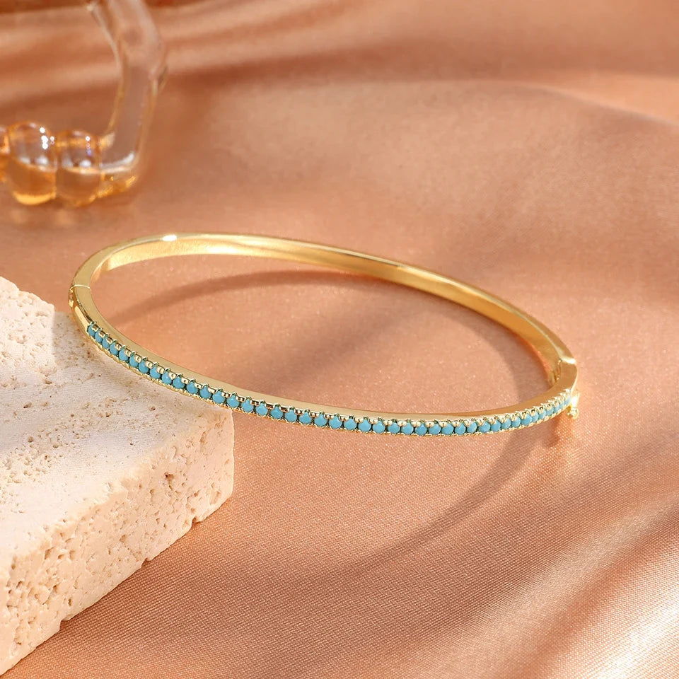 Aurora | Bracciale tennis dorato e turchese