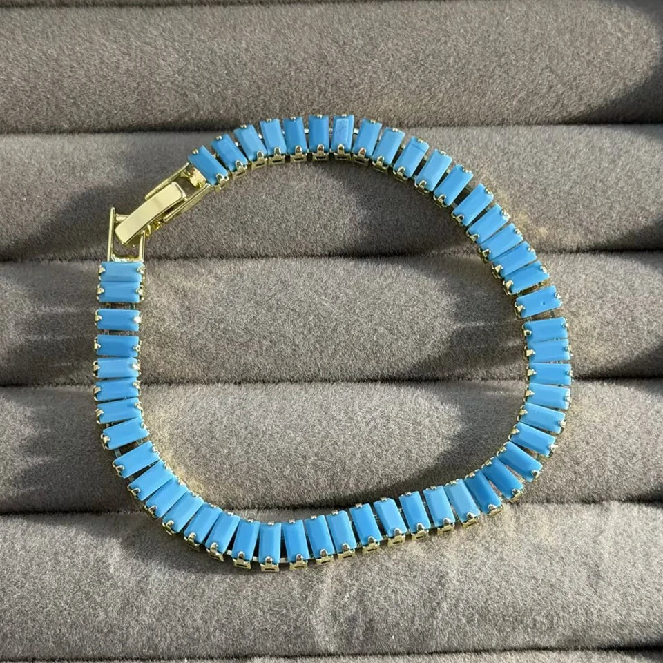 Aurora | Bracciale tennis dorato e turchese