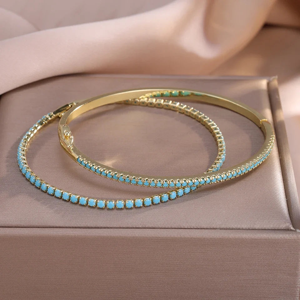 Aurora | Bracciale tennis dorato e turchese
