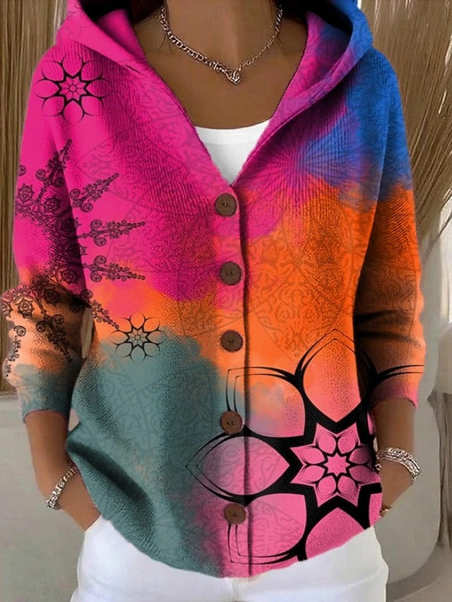 Perla | Cardigan stampato con cappuccio