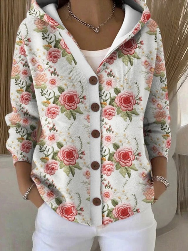 Perla | Cardigan stampato con cappuccio