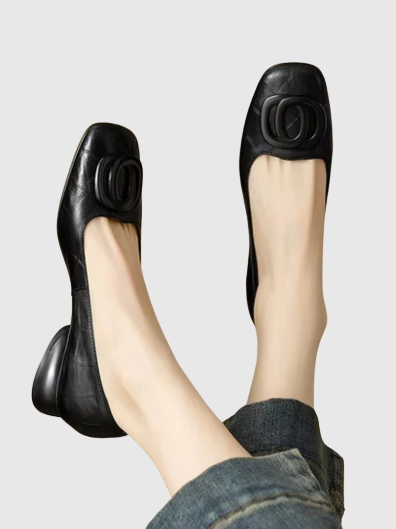 Loretta | Ballerine con punta quadrata e fibbia decorativa