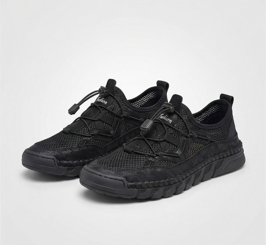 Daniela | Sneakers traspiranti in rete con lacci a strozzo - Nero