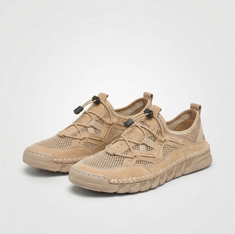 Daniela | Sneakers traspiranti in rete con lacci a strozzo - Beige