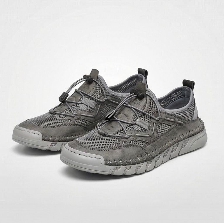 Daniela | Sneakers traspiranti in rete con lacci a strozzo - Grigio
