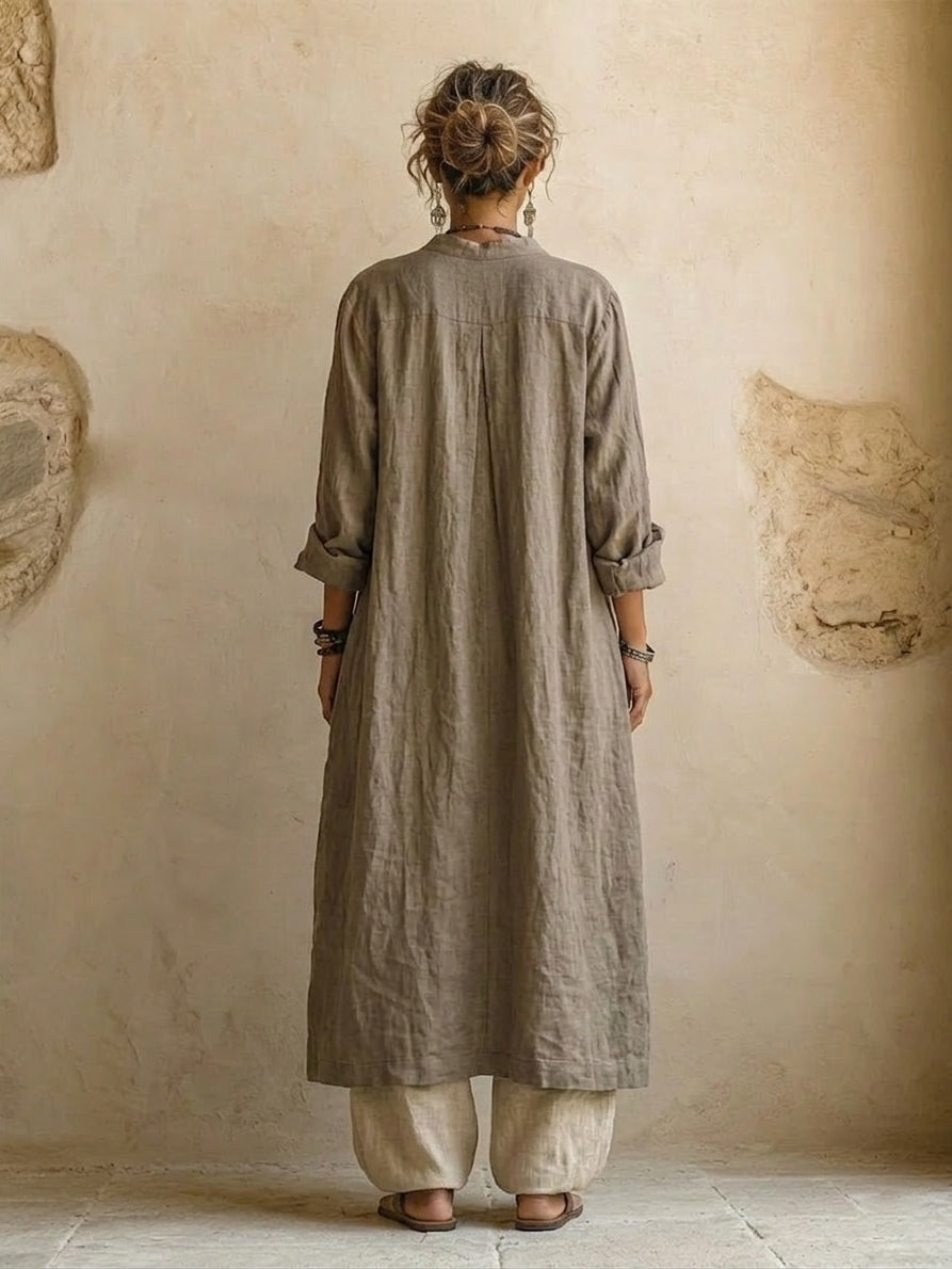 Sibilla, coordinato tre pezzi con cardigan lungo e top stampato
