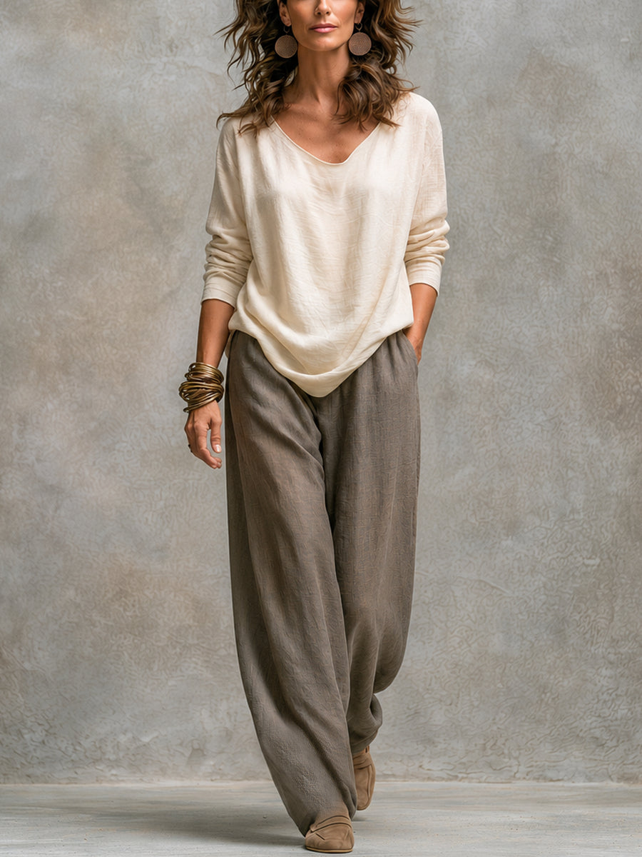 Emanuela, coordinato tre pezzi con cardigan lungo e top a maniche lunghe