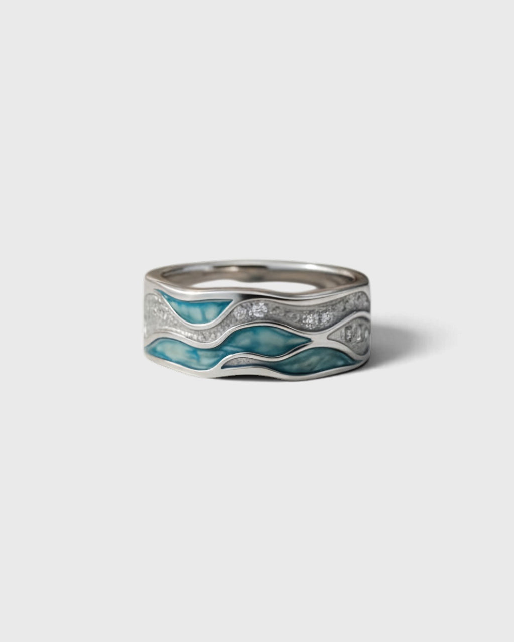 Anello in argento con smalto blu e zirconi