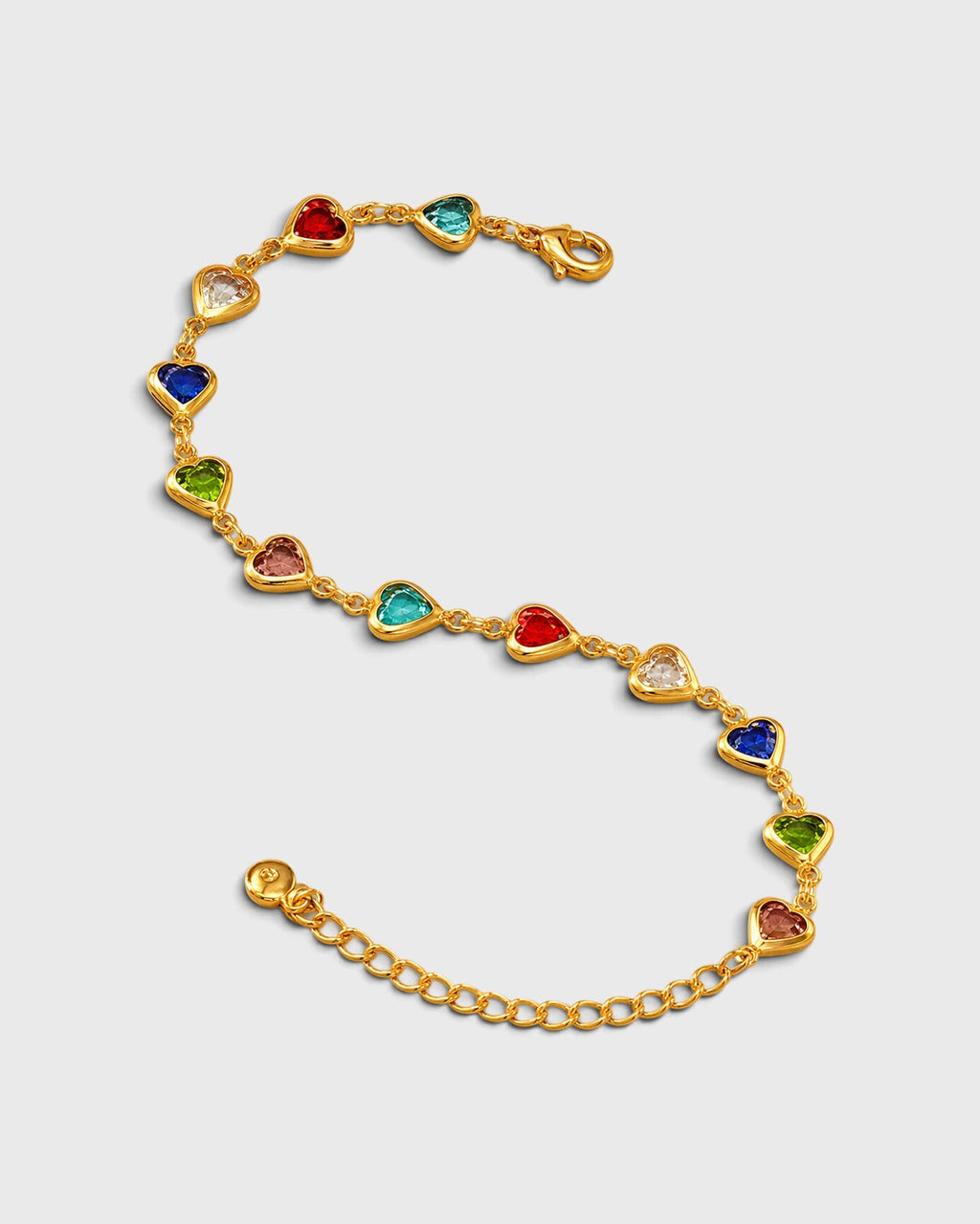 Bracciale dorato con cuori colorati