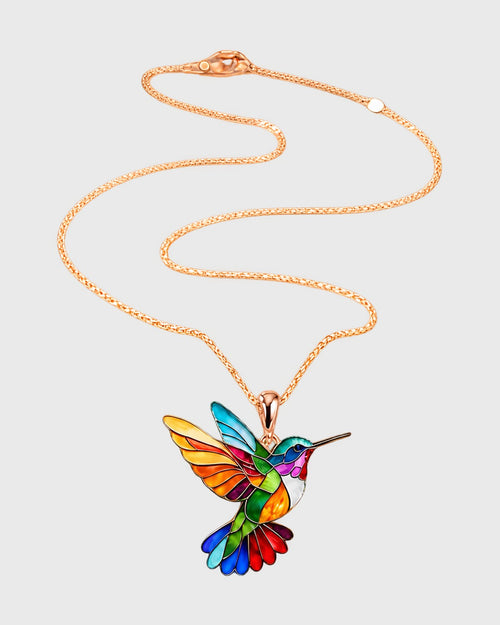 Collana con ciondolo colibri multicolore