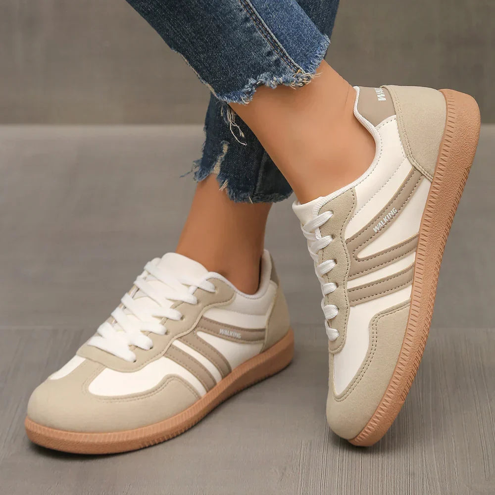 Delia | Sneakers basse con doppia banda laterale - Beige
