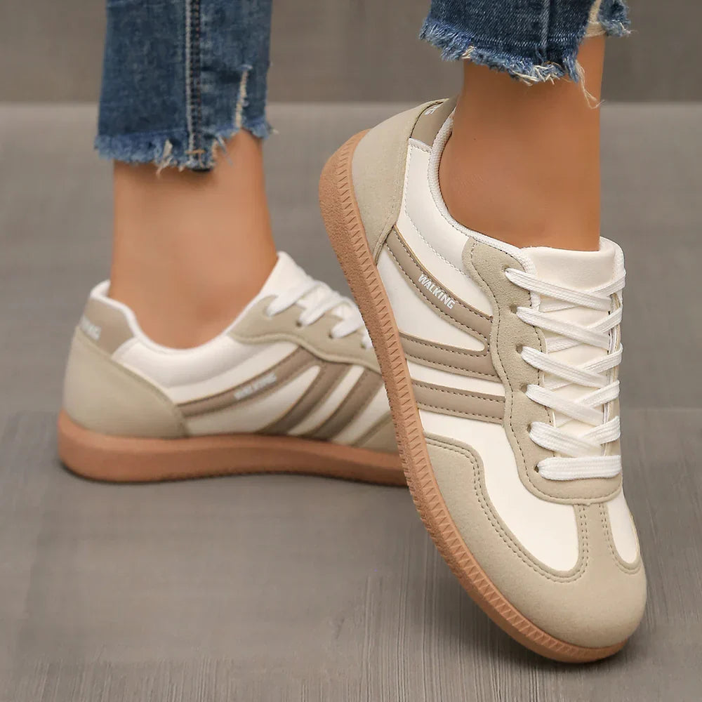 Delia | Sneakers basse con doppia banda laterale - Beige