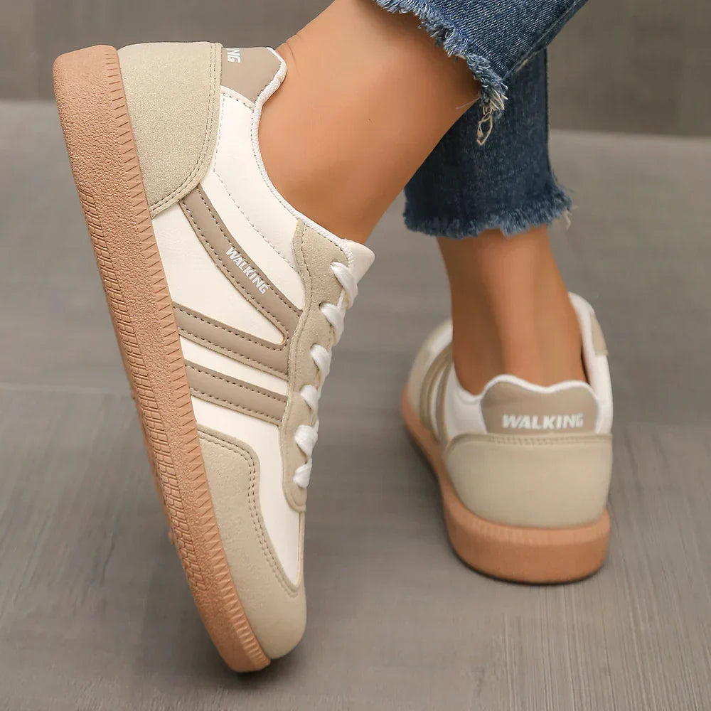 Delia | Sneakers basse con doppia banda laterale - Beige