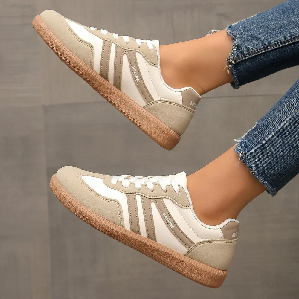 Delia | Sneakers basse con doppia banda laterale - Beige