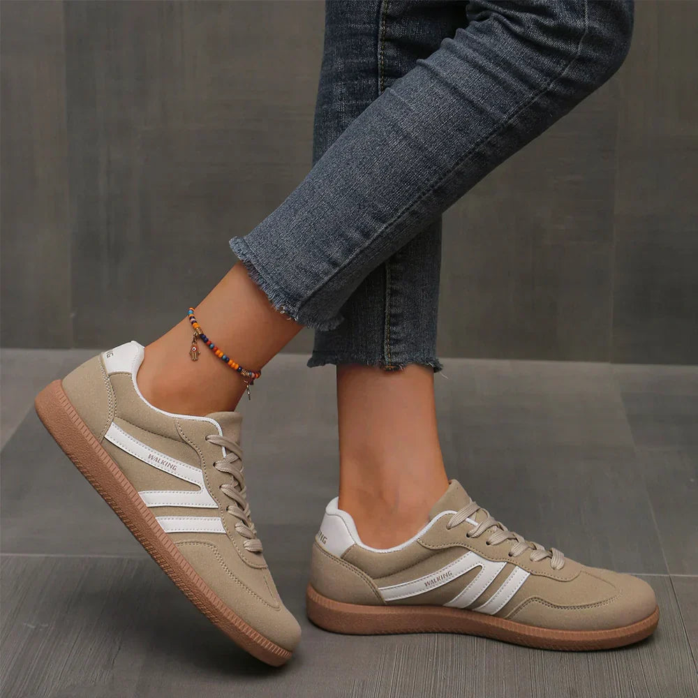 Delia | Sneakers basse con doppia banda laterale - Tortora
