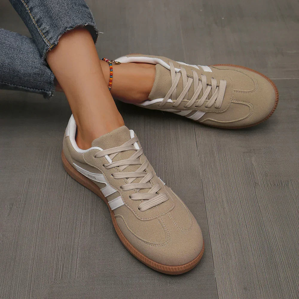 Delia | Sneakers basse con doppia banda laterale - Tortora