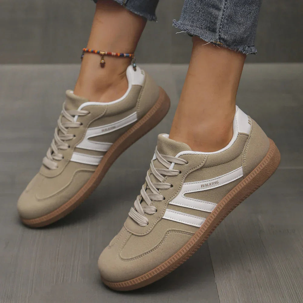 Delia | Sneakers basse con doppia banda laterale - Tortora