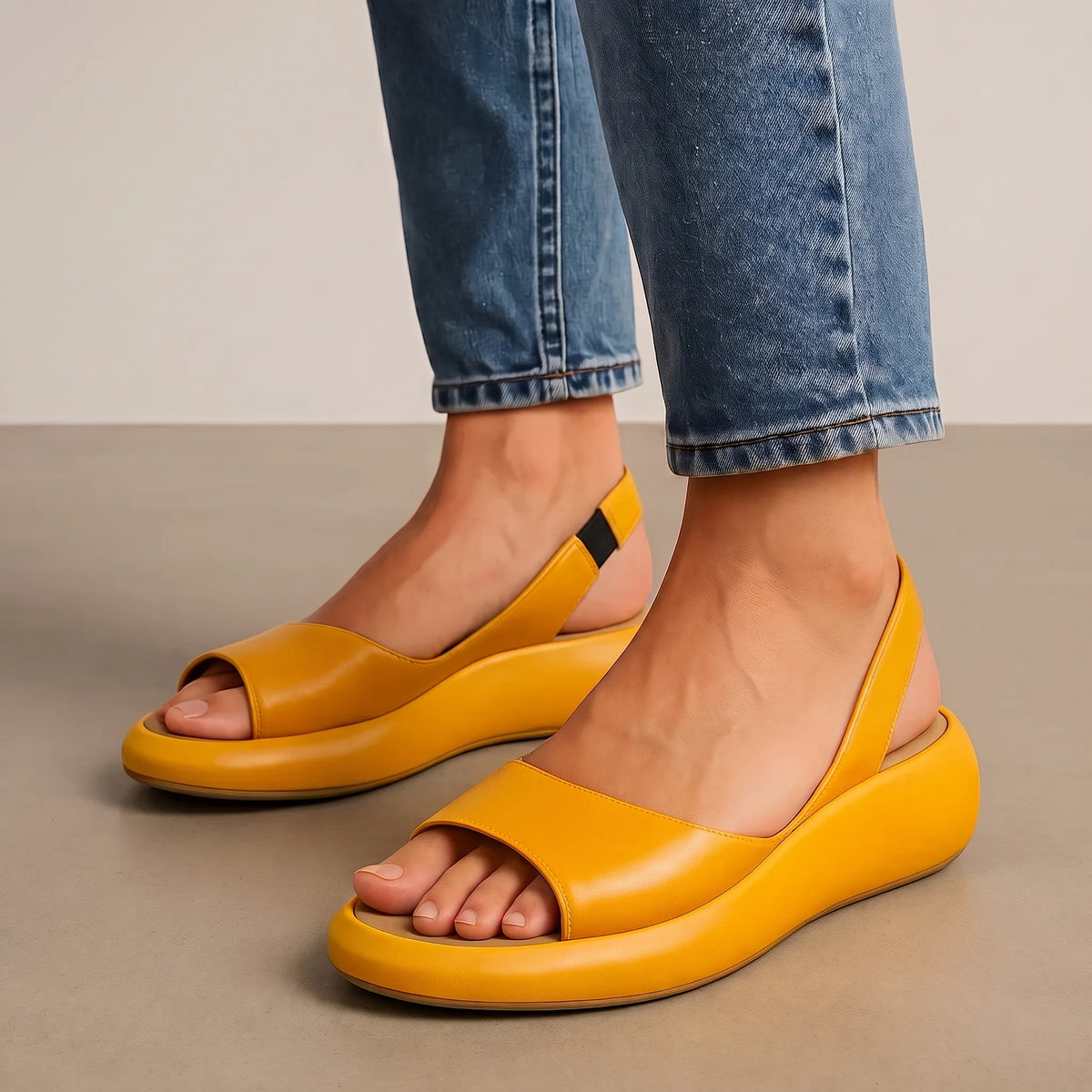 Gilda | Sandali a punta aperta con cinturino elastico - Giallo