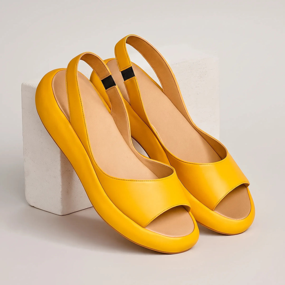Gilda | Sandali a punta aperta con cinturino elastico - Giallo