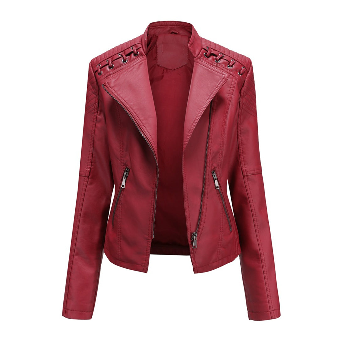 Margherita, giacca biker effetto pelle, rosso