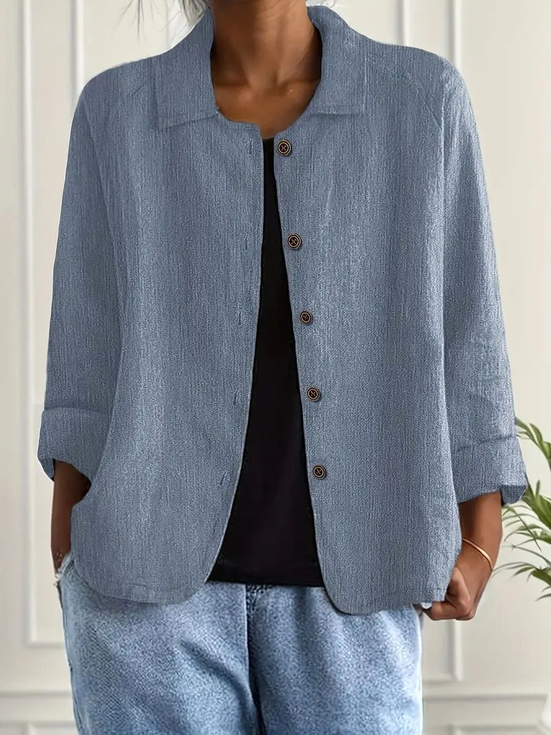 Nella, Giacca camicia con bottoni, blu denim